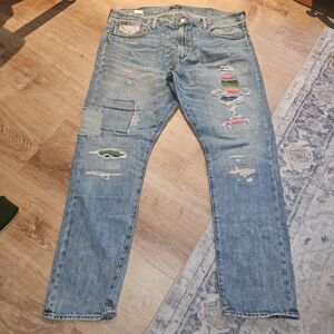 Polo Ralph Lauren Sullivan Slim Straight Patchwork distressed jeans Mens 38x30